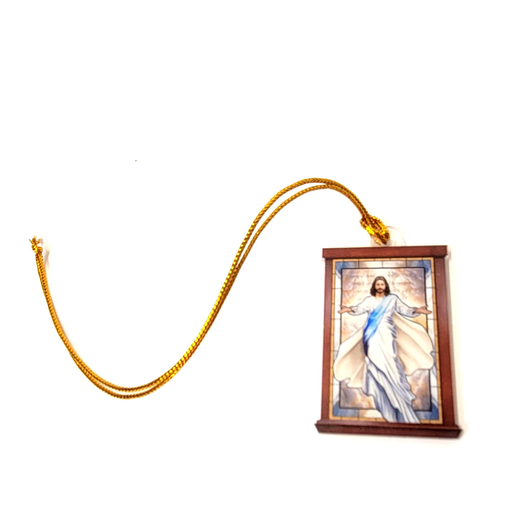 Jesus Window Hanging Ornament Gold‎ Cord Suction Cup Christian Religious Decor
